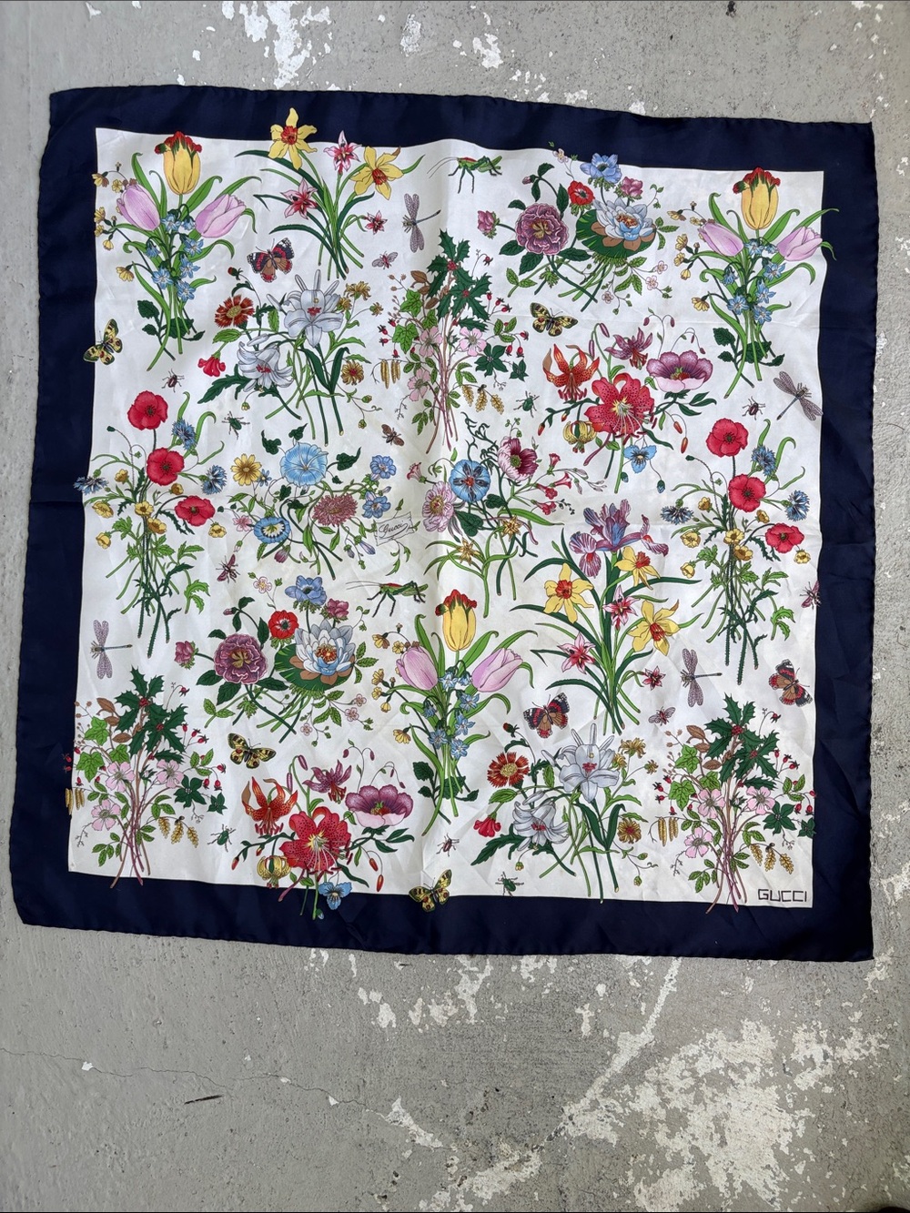 Vintage Gucci floral silk scarf